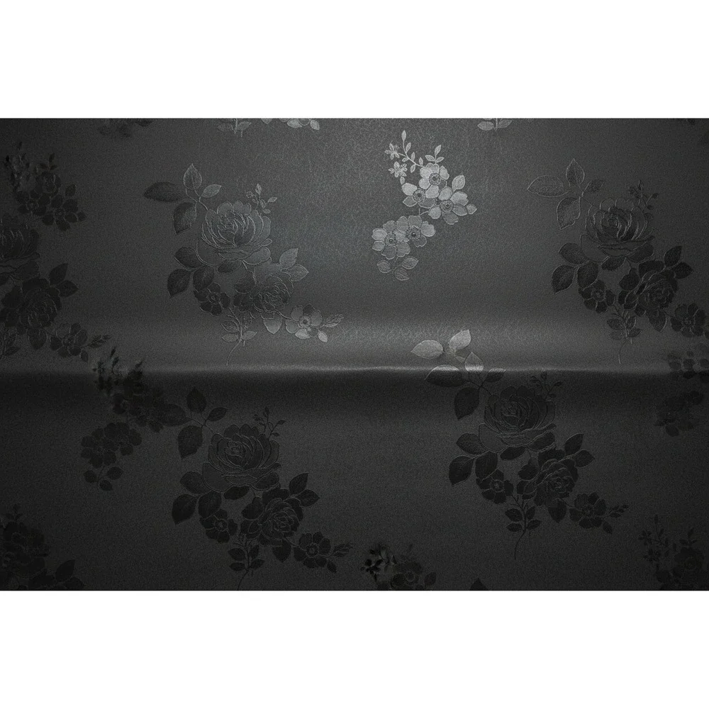 Black Floral Embossed Gift Wrapping Paper Roll Rose Pattern Elegant Decor